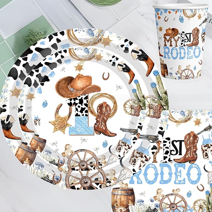 My 1st Rodeo Western Cowboys Birthday Paper Plates My First Rodeo Birthday Party Supplies Cowboys 1st Rodeo Bday My First Rodeo Baby Shower Decor serve 30 guests