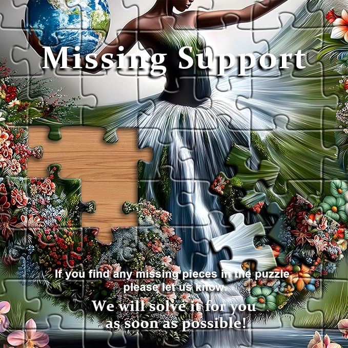 Impossible Puzzle for Adults 1000 Pieces,Fantasy Landscape Dancing Lady Flower Puzzle Aesthetic Art, Floral Elegant Women Abstract Chalenge Jigsaw Puzzle