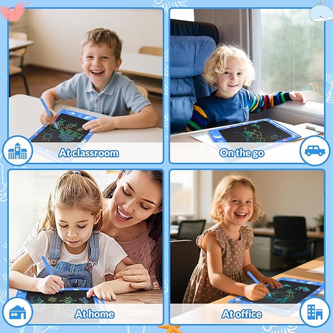 Mafiti LCD Writing Tablet 8.5 Inch Electronic Writing Drawing Pads Portable Doodle Board Gifts for Kids Office Memo Home Whiteboard Blue