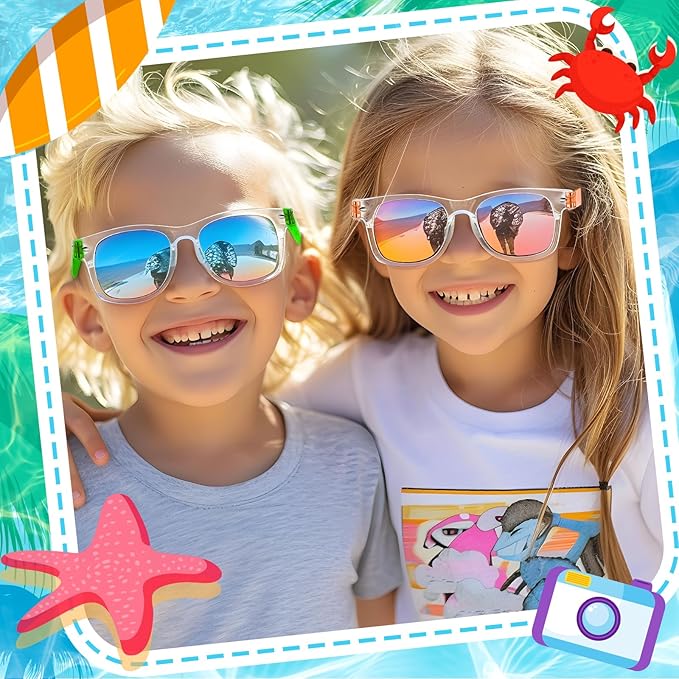 Joycover Kids Sunglasses Party Favors, Translucent Toddler Sunglasses Bulk for Boys Girls, Goodie Bags Stuffers for Kids Classroom, Pool Beach Party Favors Graduation Birthday Gifts - 16 Packs