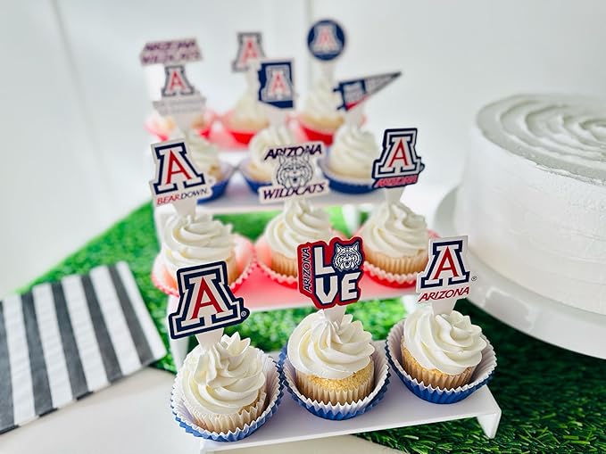 University of Arizona Cupcake Topper Party Supplies for UA Football, Birthday, Graduation Party Decorations (24 Pieces) (Arizona Wildcats)