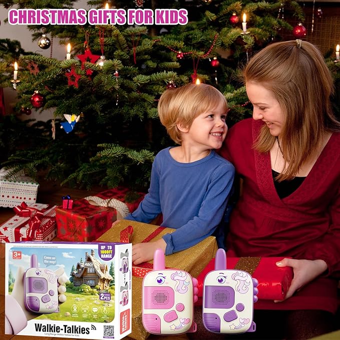 Walkie Talkies Toys for Girls:Unicorn Toys 2 Pack Birthday Gifts for 3 4 5-7 8 Year Old Girls Toy for 4 5 6 7 8-10 Year Old Camping Outdoor Games,Christmas Stocking Stuffers for Girls Kids