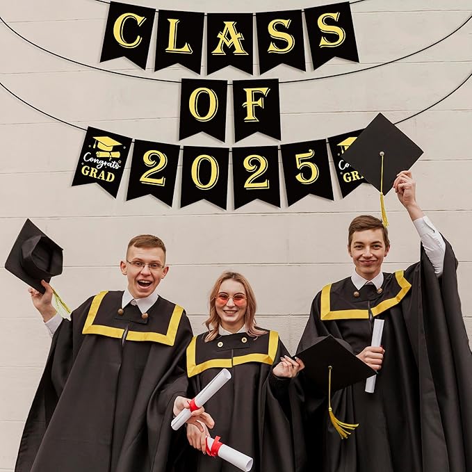 OHOME Graduation Decorations Banner Class of 2026-2026 Graduation Party Decorations - Black Backdrop for Party Favors Supplies