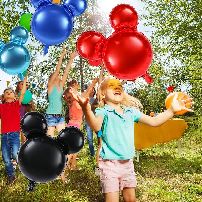 4 Pcs Bear Head Foil Balloons, 24'' Mylar Balloon for Birthday Party Decorations Jumbo Bear Head Aluminum Foil Balloons Party Favors Supplies (Black)