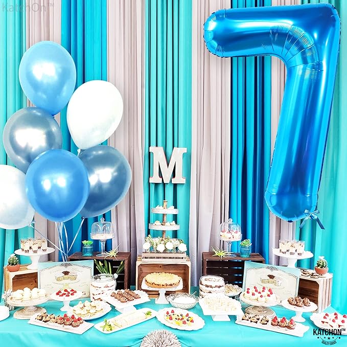 KatchOn Giant Blue Number 7 Balloon - 40 Inch | 7th Birthday Balloon for 7th Birthday Decorations