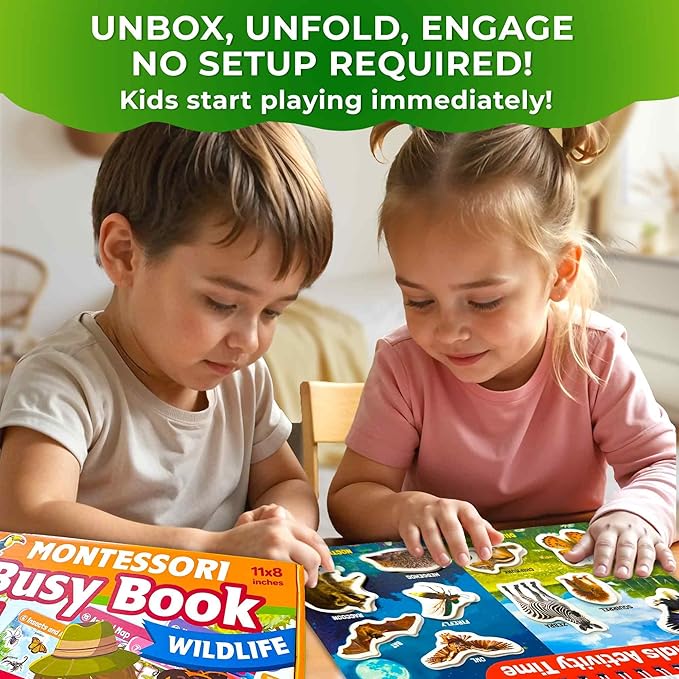 QUOKKA Montessori Busy Book for Ages 4-8 - Pre K Toddler Learning Activities for Homeschooling - My Preschool Busy Book for Toddlers 3-5 - 15 Kids Educational Animal Activities