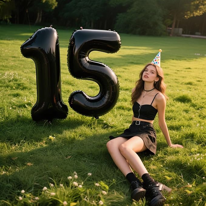 40 Inch Large Black Number 5 Balloons Foil Balloons 15th 25th 35th 50th 55th Giant Number Balloons for Men Women Birthday Party Anniversary Celebration Decorations