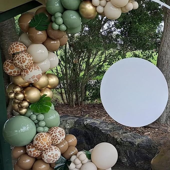 Jungle Balloons, Safari Balloons, Green Brown Balloons with Sage Green Brown Gold Ivory White Giraffe Printed Balloon for Boys Baby Shower Birthday Woodland Party Two Wild Decorations