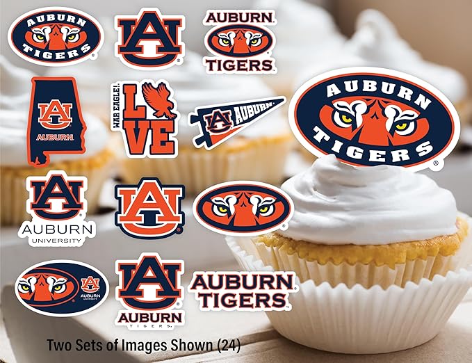 Auburn Tigers Cupcake Topper Party Supplies for Football, Birthday, Graduation Party Decorations (24 Pieces) (Auburn Tigers)