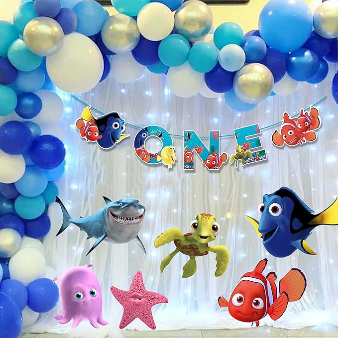 "Findng Nmo 'One' Birthday Banner | Under the Sea Party Decoration | Ocean Theme Celebration | Nautical Party Supplies | Fun & Vibrant Decor for Special Events"