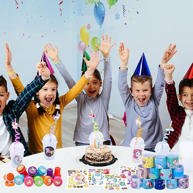 220Pcs Unicorn party favors for kids, Unicorns Theme Birthday party decoration with bracelet Tattoos for goodies bag Fillers Carnival Prizes, Pinata Filler