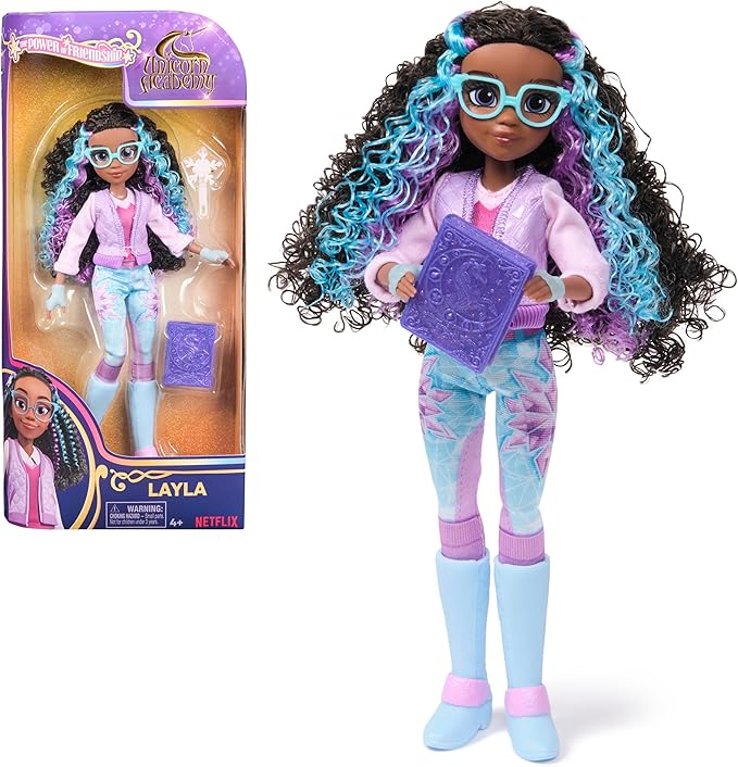 Unicorn Academy, Power of Friendship Layla Doll, Easter Gifts Idea, Dolls & Unicorn Toys for Girls, Includes Book & 5 Fashion Accessories, 9.5”