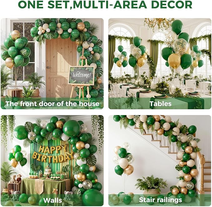 LovesTown 110PCS Latex Balloons 12inch, Party Balloons Arch with Ribbon for Birthday Jungle Family Reunion Party St. Patrick's Day Decorations Dark Green (Pack of 2)