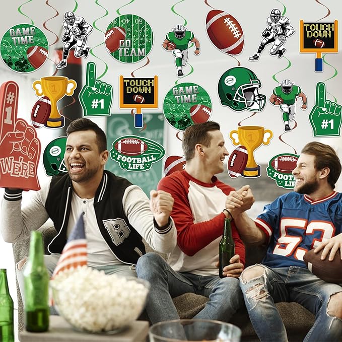 40Pcs Football Hanging Swirl Decorations, Football Party Ceiling Hanging Swirls Super Bowl Game Swirls Streamers for Sports Birthday Super Bowl Game Day Tailgate Party Decor Supplie