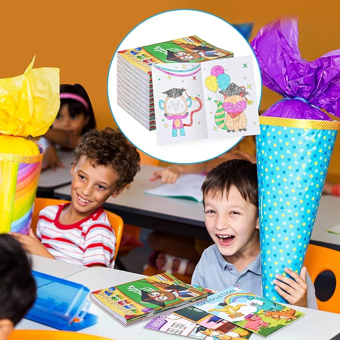 BenLouis 24 Pcs Kindergarten Graduation Mini Coloring Books Kids Preschool Graduation Party Favors Small Activity Books Bulk for Kids Student Congrats Grad Goodie Bags Stuffers Gifts Classroom Travel