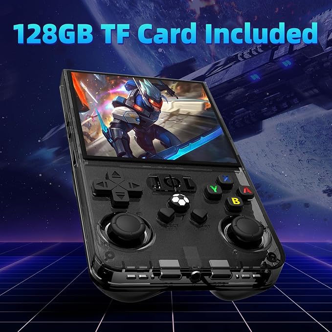 R36MAX Retro Handheld Game Console,128GB Open Source System Support 30+ Emulator Console,4.0 Inch IPS Screen Retro Gaming Console,4000mAh Battery,Portable Video Game Console for Christmas(Black)