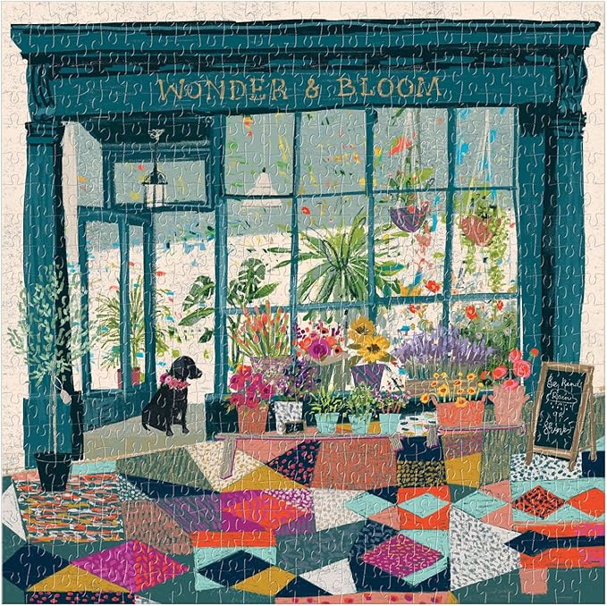 Galison Wonder & Bloom Puzzle, 500 Pieces, 20”x20” – Brightly Colored Scene of a Welcoming Local Plant Shop – Challenging, Perfect for Family Fun, Multicolor
