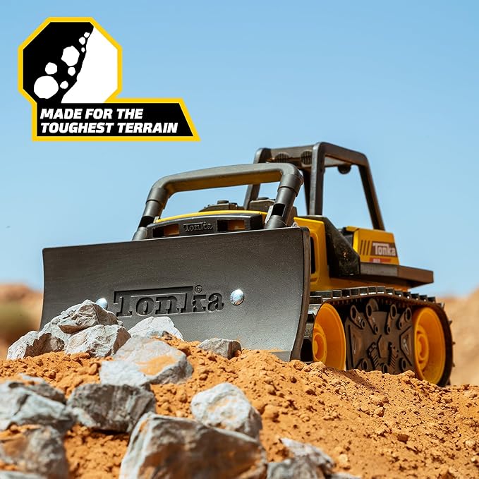 Tonka Steel Classics Bulldozer - Made with Steel & Sturdy Plastic, Yellow Toy Construction Truck, Boys and Girls, Kids, Toddlers, Ages 3+