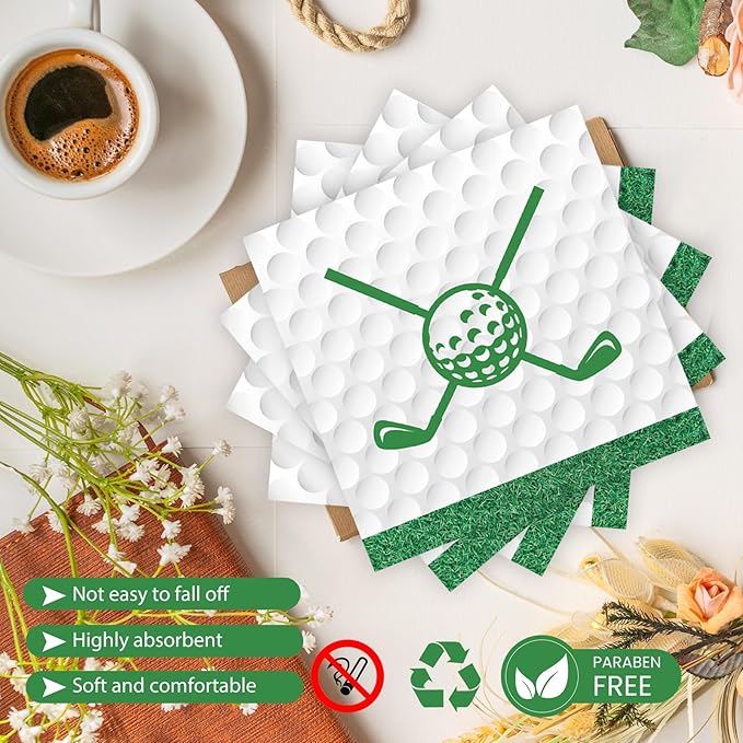 96 Pcs Golf Plates and Napkins Party Supplies, Golf Ball Birthday Paper Plates Napkins and Forks Disposable Tableware Set for Sports Theme Party Decorations Serves 24 (Golf)