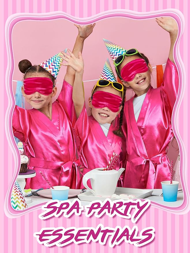 Sintuff 24 Pcs Sleepover Party Supplies for Girls 6 Spa Robes for Girls Slumber Party 6 Tote Bags 6 Headbands 6 Spa Masks