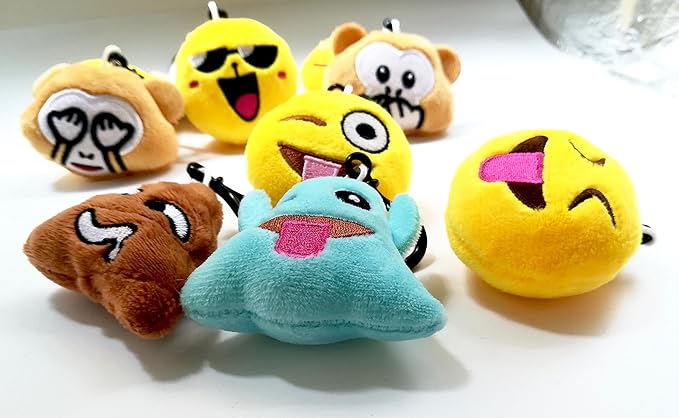 OHill 60 Pack Mini Plush Emoticon Keychain Mini Pillows Key Ring for Birthday Event Party Favors Supplies