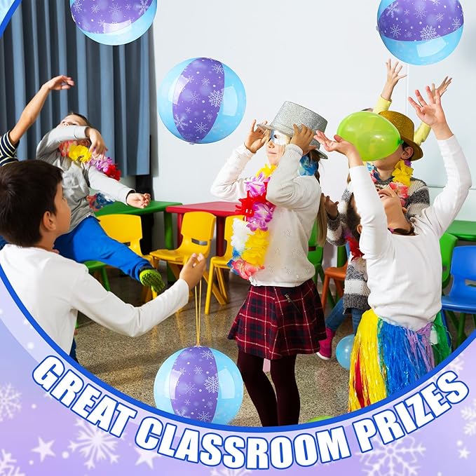 12 Pcs Snowflakes Party Favors Punching Balloons for Kids Blue and Purple PVC Inflatable Punch Balloon Goodie Bags Stuffers Snowflakes Birthday Party Supplies Decorations