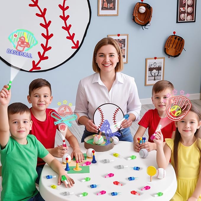 36Pcs Baseball LED Finger Lights Sport Party Favors Glow in the Dark Light Up Finger Lights Themed Toys Bulk for Birthday Party Goodie Bag Stuffer Birthday Gifts Classroom Prize