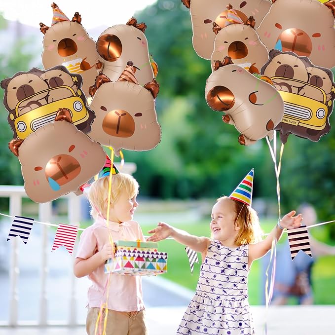 Civaner 10 Pcs Capybara Foil Balloons Animal Theme Birthday Party Decorations Capybara Aluminum Foil Balloons for Baby Shower Wedding Gender Reveal Party Supplies