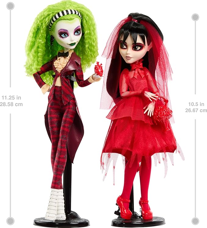 Monster High Skullector Beetlejuice Beetlejuice Doll 2-Pack, Collectible Betelgeuse and Lydia Deetz Set with Accessories and Displayable Packaging
