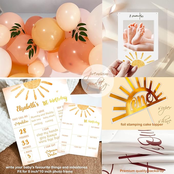 First Trip Around The Sun Birthday Decorations Party Supplies, Boho Sun 1st Birthday Decorations for Girl, First Trip Around The Sun Balloon Box Backdrop
