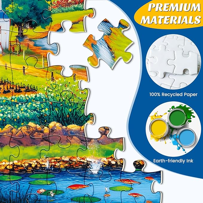 500 Pieces Puzzle for Adults,Country Farm Life Puzzle,Recycled Cardboard Landscape Puzzles 500 Piece,Challenging Game Home Decor Birthday Party Gift Toy for Adults Seniors 20.5 * 15 in