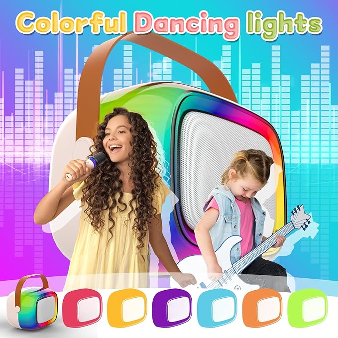 Karaoke Machine for Kids, Girl Toys Christmas Birthday Gifts for Ages 4-12 Girls, Boys, Guyucom Portable Bluetooth Karaoke Machines with 1 Wireless Mic for 4,5,6,7,8,9,10,11,12+ Year Old Kid Party