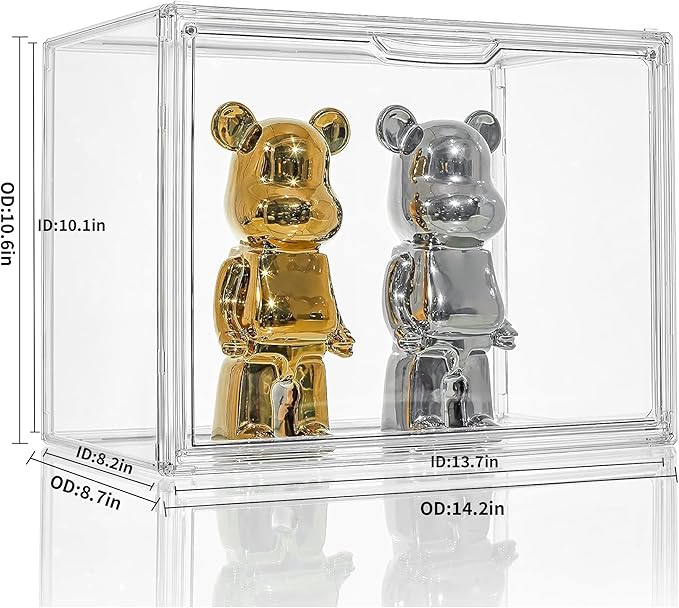 Attelite Clear Acrylic Display Case,Display Storage Box Countertop with Magnetic Door,Stackable Dustproof Protection Showcase for Action Figures,Collectibles