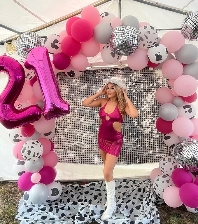 Hot Pink 4 Balloon, Number Balloons 40 Inch, 4th Birthday Decorations for Girls Four Large Numbers for Party Decor, Number 4 Balloon