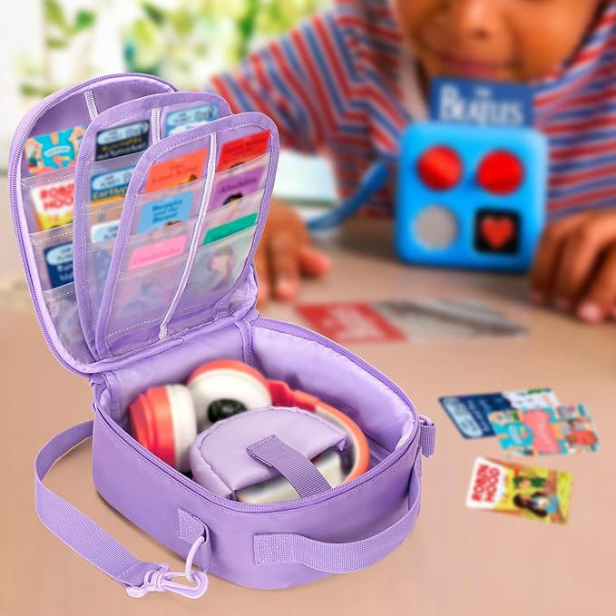 Carrying Case Compatible with Yoto Mini (2024 Edition), Card Holder Hold Up to 30 Cards, Travel Storage Bag for Audio Music Player & Headphone Accessories, Purple (Bag Only) Patented Design