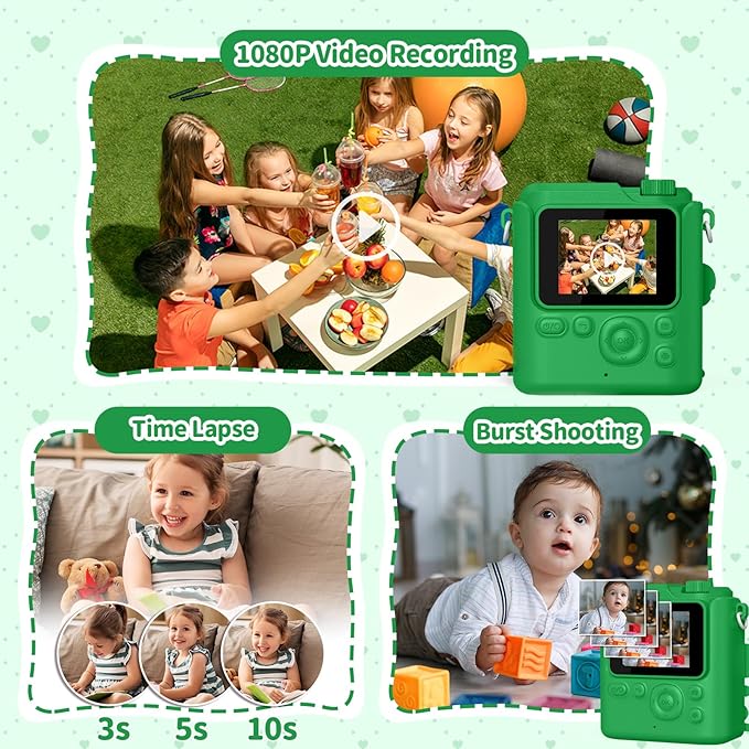 Kids Camera Gifts for Girls Boys - Christmas Birthday Xmas Gift for Girl Boy Age 3 4 5 6 7 8 9 10 11 12 Year Old - Instant Print Digital Toys Ages 3-5 6-8 8-12 Years Olds - Toddler Learning Kid Toy