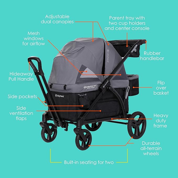 Baby Trend Navigator PRO 2-in-1 Stroller Wagon, Dash Black