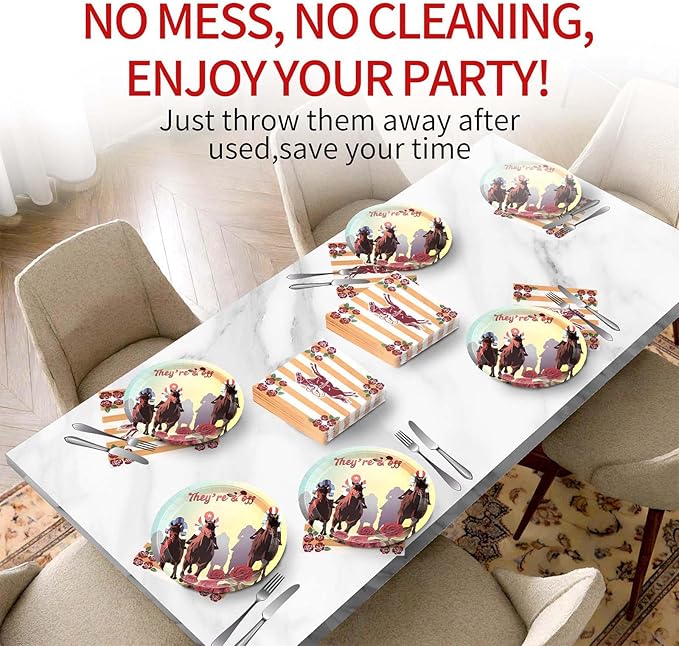 180Pcs Kentucky Derby Day Party Supplies Serve 60, Disposable Derby Horse Paper Plates and Napkins Set for Kentucky Derby Decorations Horse Birthday Party