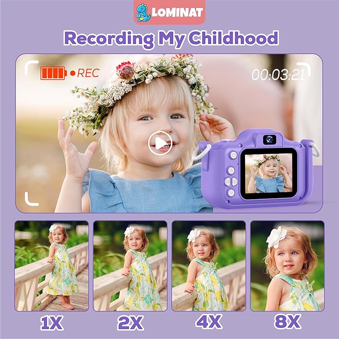 Unicorn Kids Camera for Girls Age 3-12, Selfie Camera for Girls 1080P HD Kids Video Camera – Christmas Birthday Gift for 3 4 5 6 7 8 Year Old Toy Digital Camera for Toddlers with 32GB SD Card – Purple