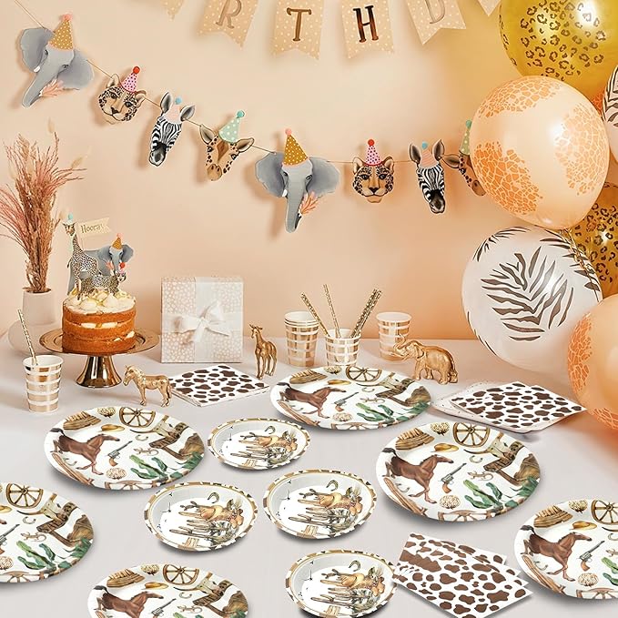 180PCS Cowboy Party Supplies Serve 60, Western Party Paper Plates and Napkins Kit for Wild West Cowboy Rodeo Birthday Baby Shower Decorations, Includes Dinner Plates, Dessert Plates, Napkins