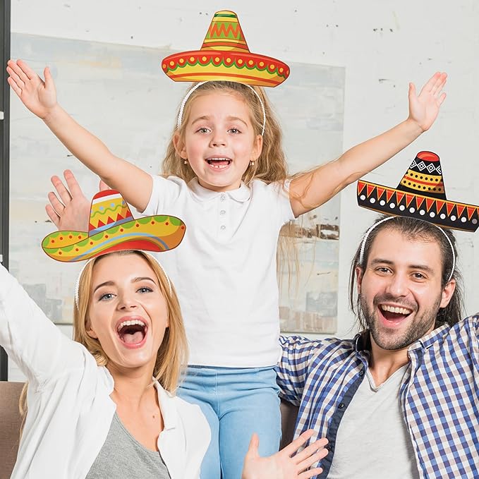 JOYIN 24 Pcs Cinco de Mayo Sombrero Headbands for Mexican Themed Fiesta Party, Party Supplies Decorations for Fun Fiesta Hat Party Supplies, Luau Event Photo Props