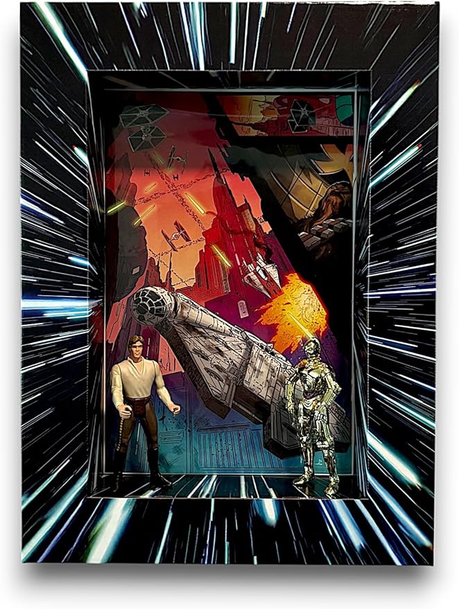 Light Speed Shadowbox Frame – USA Made Showcase for Figurines, Collectibles, Comic Books, Actions Figures, Toys – Lightweight & Durable Corrugated Display Case with Optional Shelves (Single)