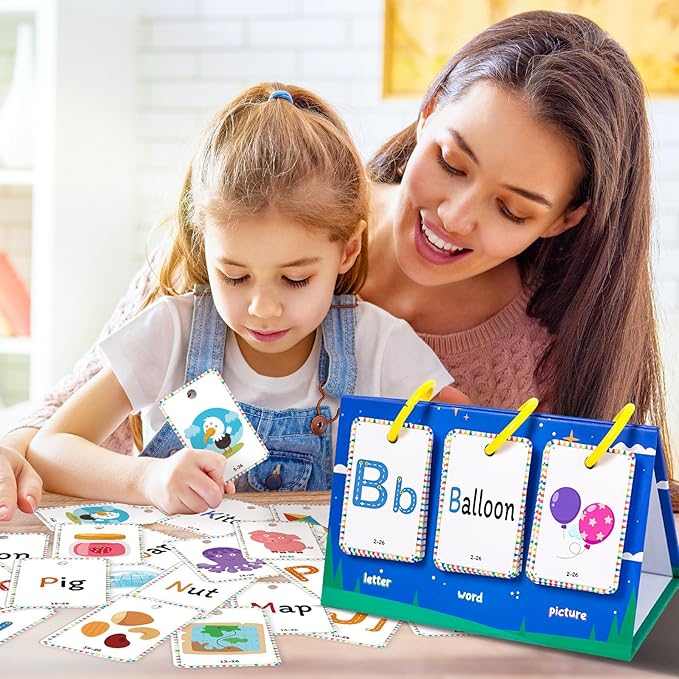 78Pcs Educational Flashcards Alphabets Vocabulary Learning Cards with Parent Interaction Guide for Preschool Educational Word Cards