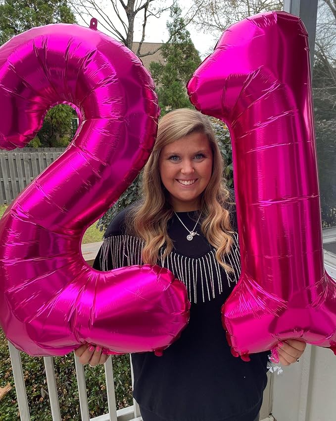 Hot Pink Number 19 Balloons 40 inch, 19 Number Balloons, 19th Birthday Decorations, 19 Year Old Women Hot Pink Party Supplies