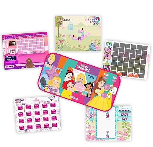 Lexibook Disney Princess Cinderella Ariel Rapunzel Compact Cyber Arcade® Portable Gaming Console, 150 Games, LCD Colour Screen, operates with Batteries, Pink, JL2367DP