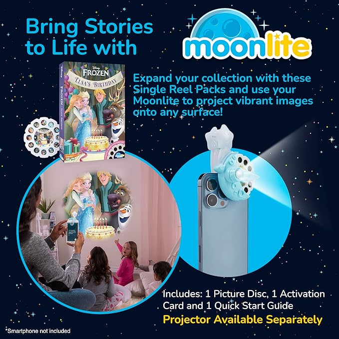 Moonlite Storytime - Disney's Frozen Elsa’s Birthday Storytime Disc - A Magical Read Together - Projector Sold Separately - Digital Story w/ Sound FX - Learning Gifts for Kids Ages 1 Year & Up