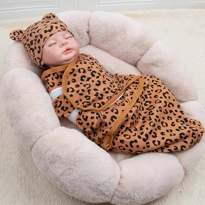 Reborn Baby Doll Clothes Accessories with Leopard Print Pattern for 17-20 Inch Reborn Newborn Baby Dolls