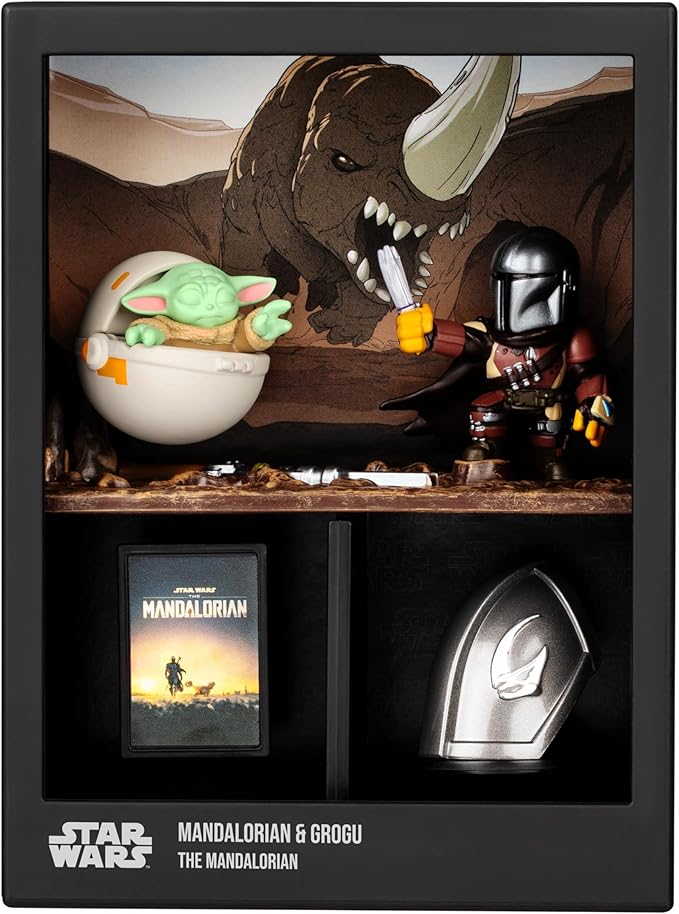 FANDROP SW03-Star Wars: The Mandalorian - The Mandalorian & Grogu, FANDROP Combines an Epic Diorama, Artifacts & Scene Marker Creating A Display to Enhance Any Star Wars Collection, 4 to Collect