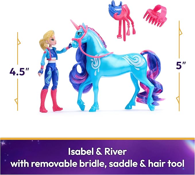 Unicorn Academy, Isabel & River with 2 Accessories & Hair Tool, Dolls & Unicorn Toys for Girls Ages 4 and up