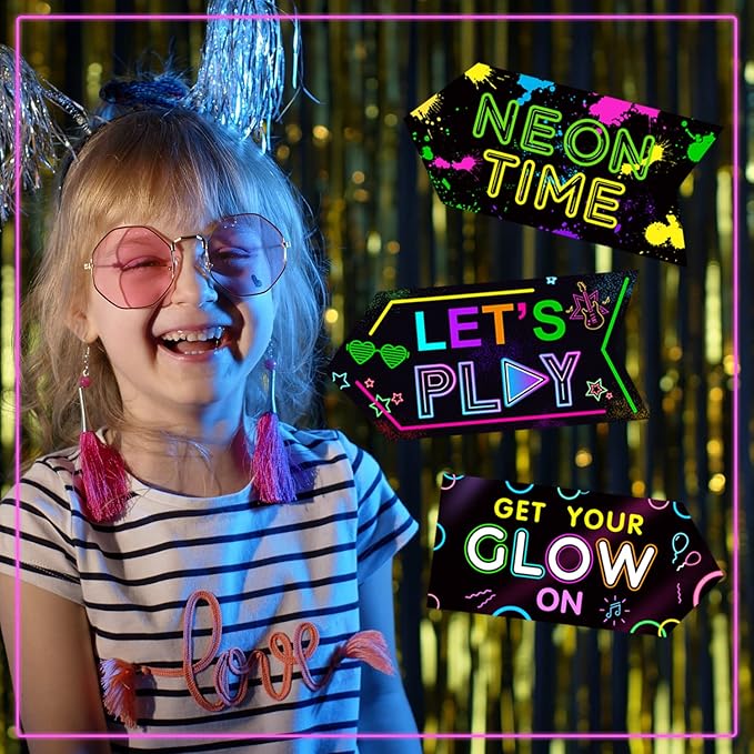 Gueevin 20 Pcs Party Supplies Decorations Home Sign Cutouts for Party Decorations Supplies(Glow in The Dark)